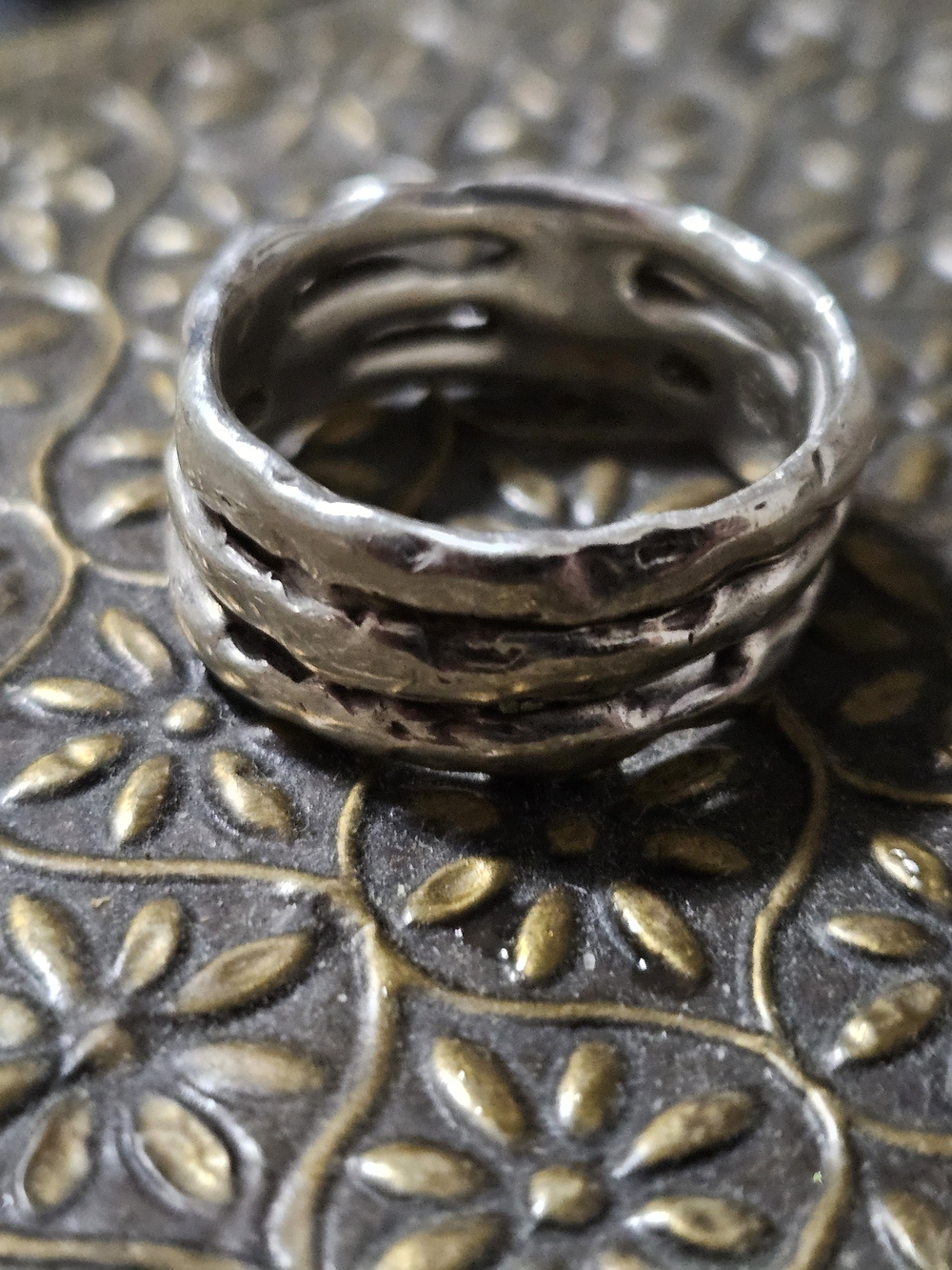 Textured Multi-Band Ring in Silver